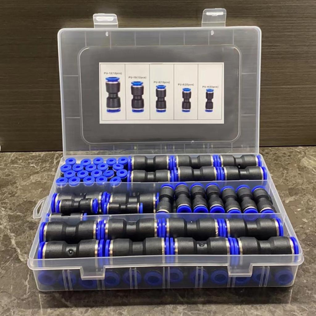 Air High Pressure Connectors 20x13x4cm Push Connectors Temperature Range 0-60 C Total 80 Pieces 16 Different Fittings