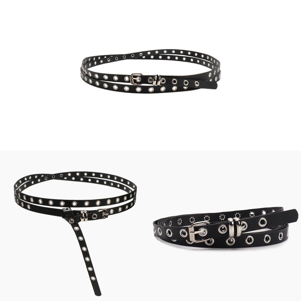 Y2k Fashion Punk Belt For Women With Double Ring Rivets For Daily Wear And Street Outfits
