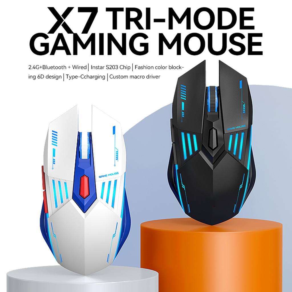 2025 NEW HOT 6D Design RGB Bluetooth+2.4G+Wired Mouse Lighting Effect Mouse Gaming USB Mouse 6 Keys Ergonomic Mice Plug and Play