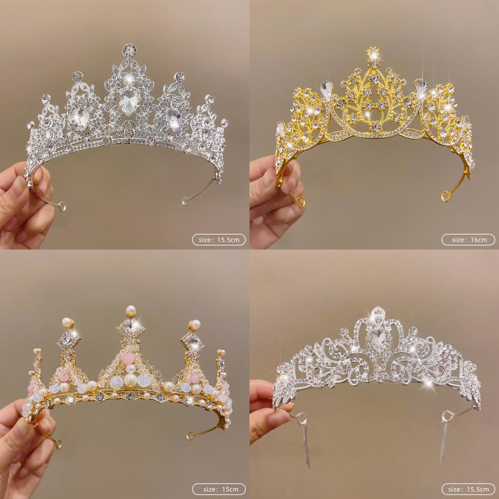 Children's Princess Crown Crystal Tiara Girls Hair Accessories High-end Atmosphere Dance Performance Birthday Gift Crown Bridal