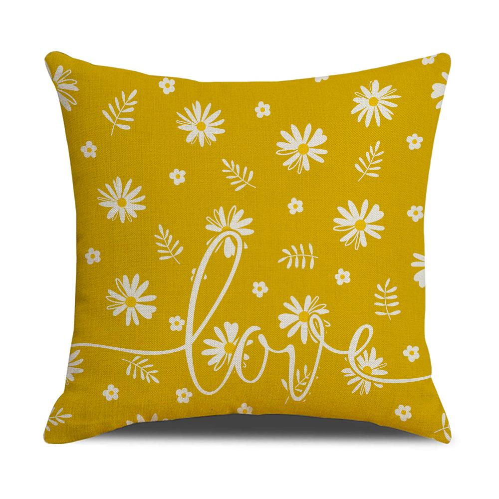 New Fresh Little Daisy Pillow Case Line Print Sunflower Home Living Room Sofa Pillow Case Cushion