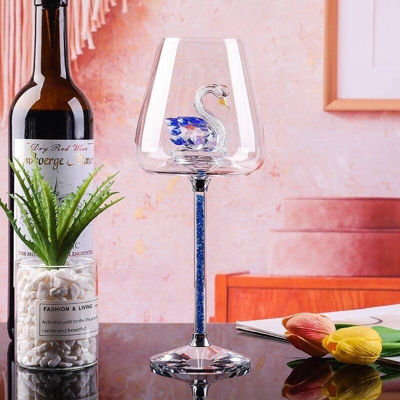 Bicchiere da Vino Cigno di Lusso Europeo, Elegante Calice Alto per Champagne e Vino Rosso per Bar e Feste
