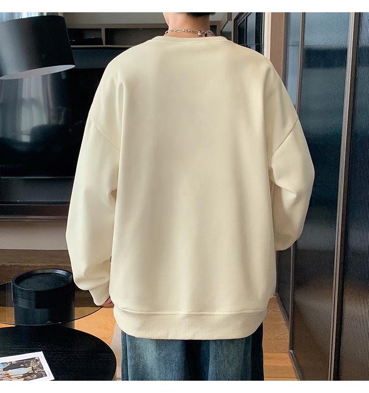 Men's Loose Fit Round Neck Sweatshirt - Autumn/Winter 2025, Plus Size, Trendy American Letter Casual Pullover