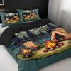 Cartoon Camping Tent Campfire Pattern Down Duvet Cover Set Fashionable Classic Popular Digital Printed Bedding Set HD Printing