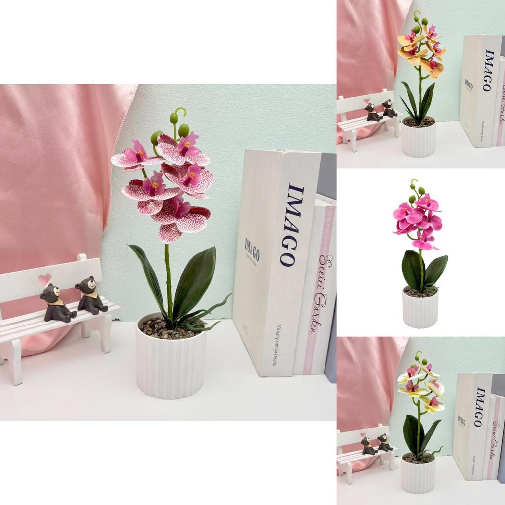 Faux Orchid Flower With Realistic Greenery For Restaurant And Party Decor