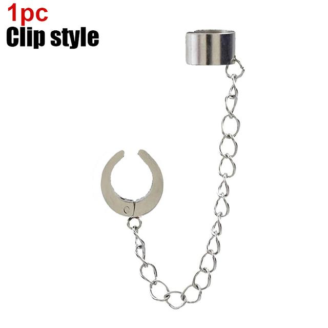 Brincos Punk Cross Tassel Femininos Clipe Integrado Brinco Stud Christian Gothic Hip Hop Jóias Corrente de Metal Brinco Anel de Orelha Homens