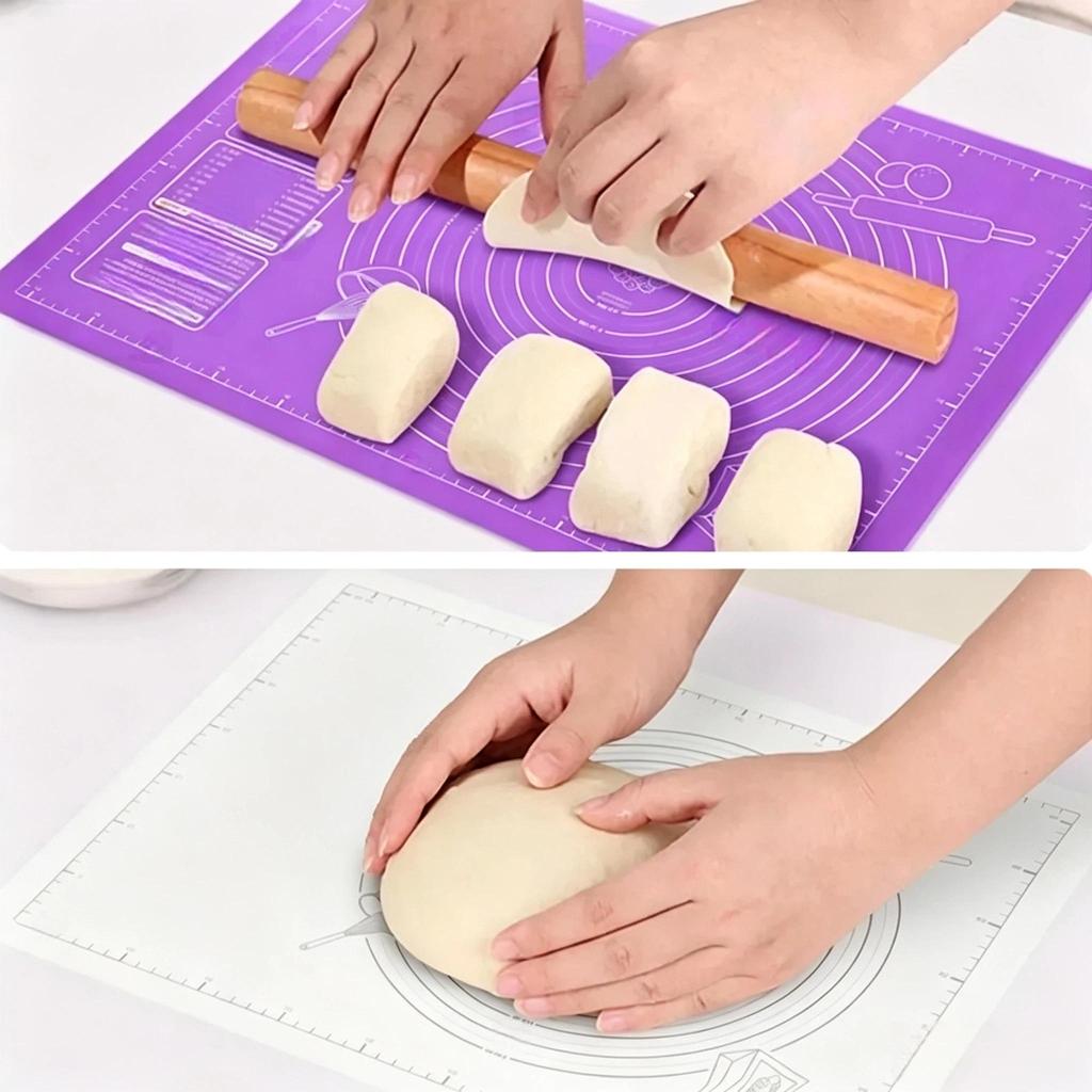 Large Silicone Baking Mat, Extra Thick Non-Stick Dough Kneading Mat with Measurement Scale for Pastry, Pizza, Bread & Baking