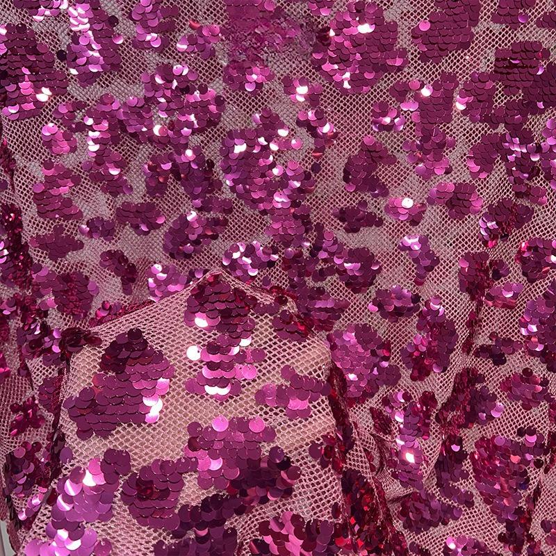 1/3Yard Gradient Full Shiny Sequin Fabric Embroidered Netting Material for Wedding Dresses Evening Gowns Cheongsam Sequin Fabric