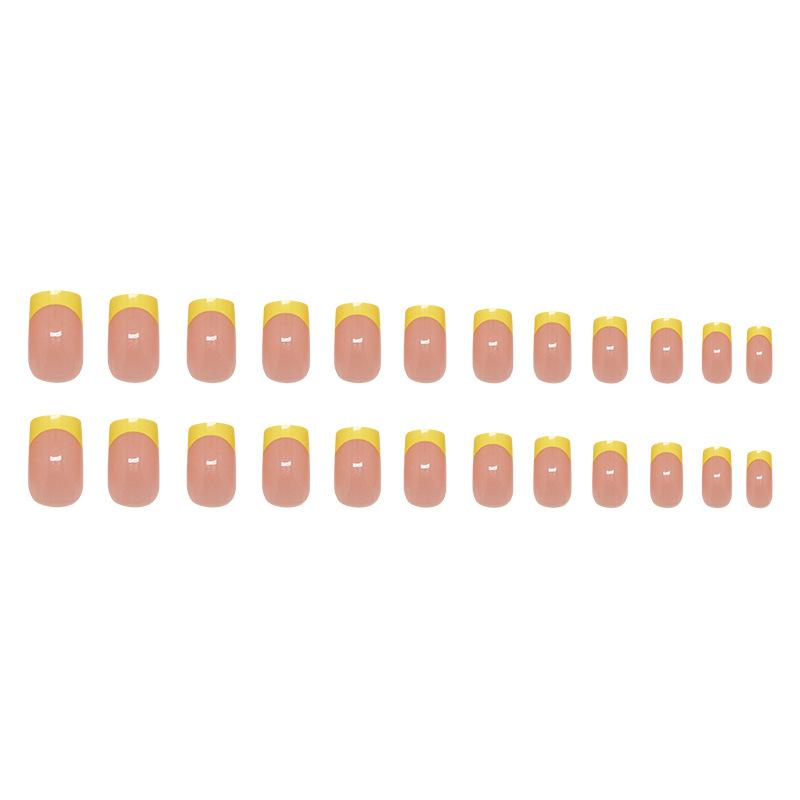 Fresh yellow bright vitality French fashion, wind removable wear armor 24 pieces press on nails