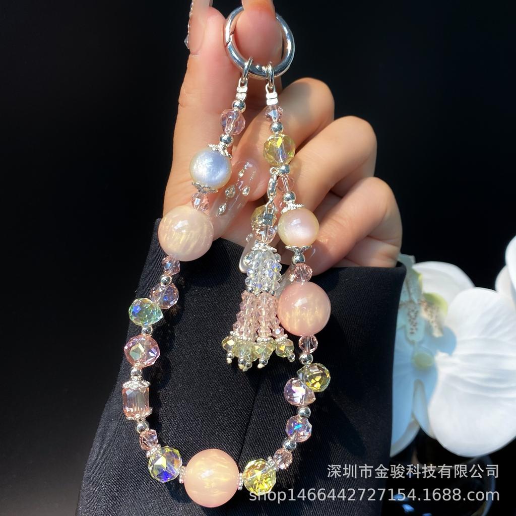 New Chinese Style Phone Chain National Style Tassel Bead Hanging Chain Handmade Beaded Phone Strap Crystal Wrist Chain for Women Wholesale