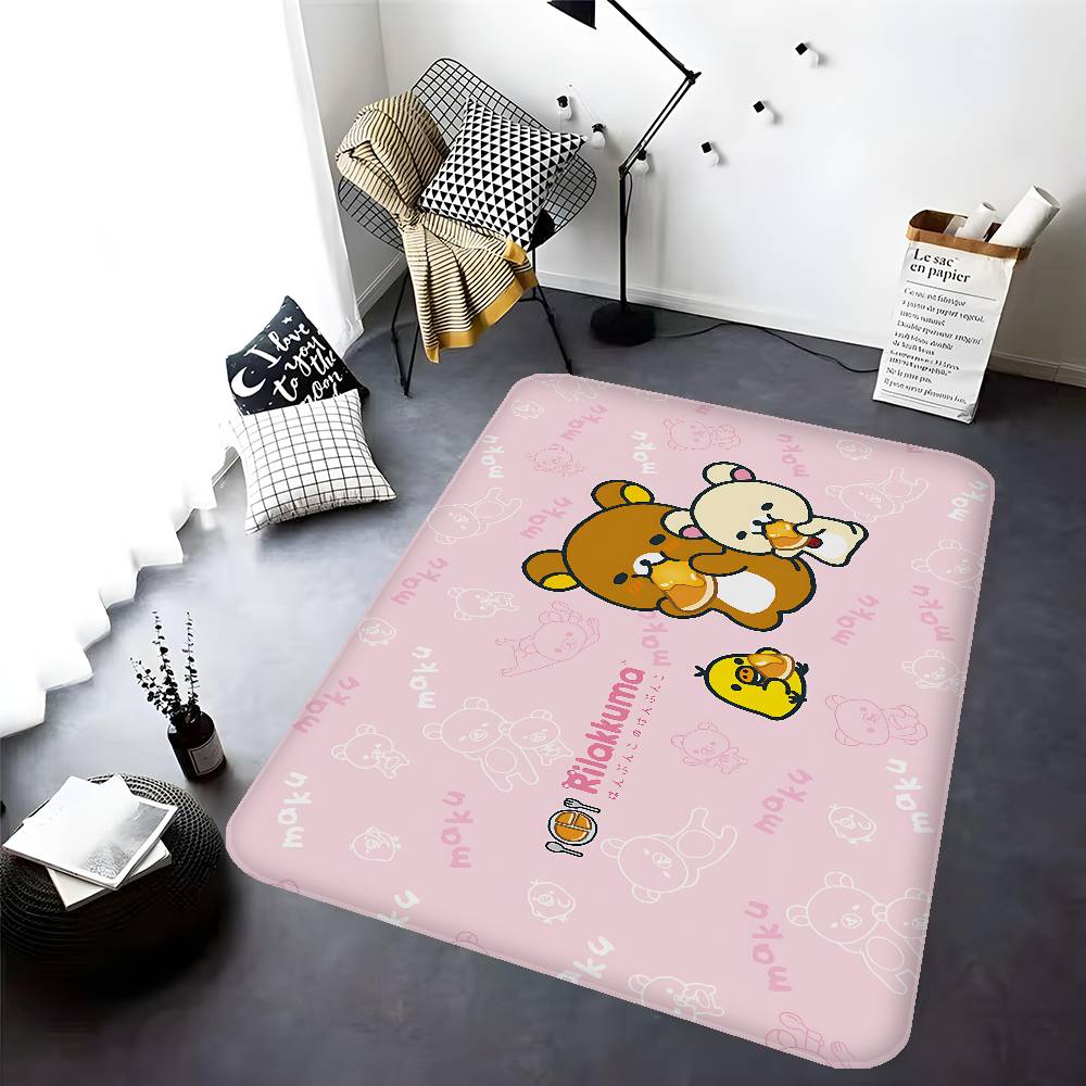 Kawaii Rilakkuma Bear Room Mats Washable Non-Slip Living Room Sofa Chairs Area Mat Kitchen Alfombra