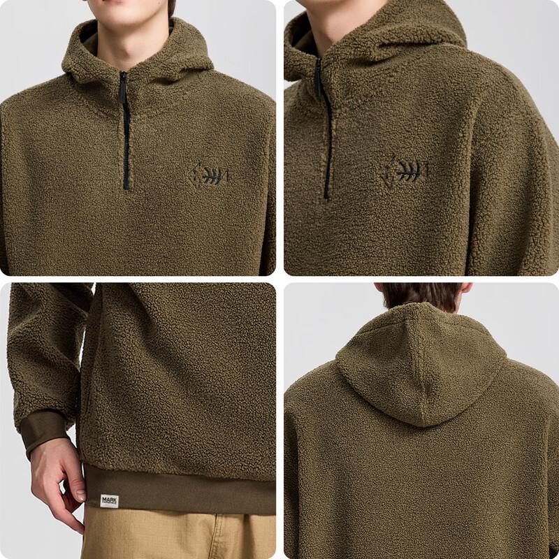 Mark Fairwhale Men's Half-Zip Thickened Fleece Pullover Hoodie