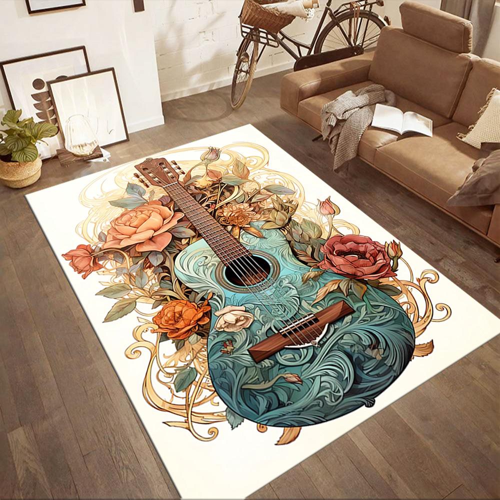 Guitar Art Abstract Floor Mats for Living Room, Bedroom and Room Decoration Are Suitable for Gifts.