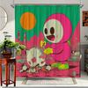 Playful Cartoon Character Print Waterproof Shower Curtain For Bathroom, Fun Urban Design High-End Toilet Partition Curtain