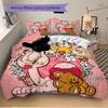 3pcs Garfield and Friends Quilt Set Cartoon Themed Bed Quilt Set Lovely Character Bedroom Decor Bed Quilt Set Four Seasons (1 Cover + 2Pillowcase