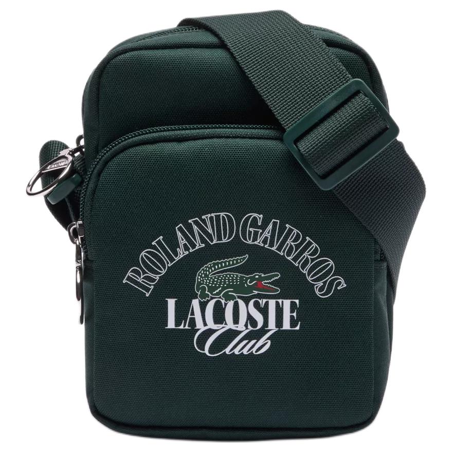 Lacoste Fashion Trend Print Fabric Camera Bag Men Shoulder Bag Dark-Green NH4629RG-N47