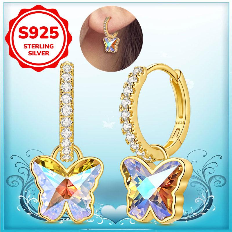 New Earrings 100% Genuine 925 Silver Women Hoop Earring Women's Wedding Engagement Girlfriend Wife Birthday Gift