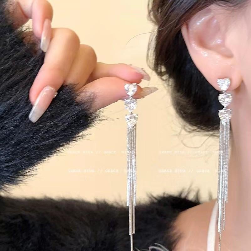 Elegant Bow-Knot Tassel Alloy Earrings for Women's 2025 Spring/Summer