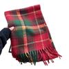 Women's Red Plaid Cashmere-Like Scarf Shawl - Warm, Versatile, Fashionable for Autumn and Winter