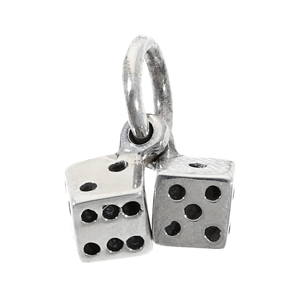 [Shinjuku Gin no Kura] Double Dice Pendant Necklace Charm (Chain Not Included) Silver 925 Dice Game Hard Antique