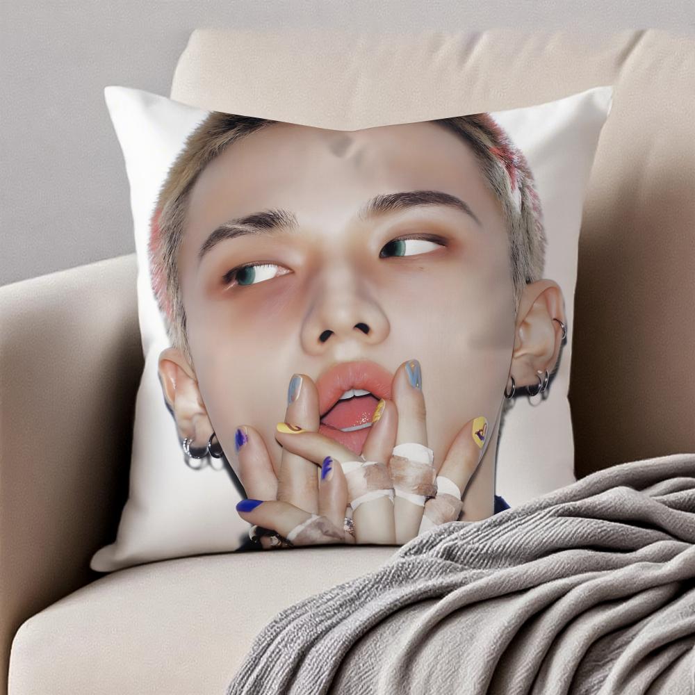 Handsome Kpop Idol HHwang HyunJin Cushion Cover Pillowcase Antidustmite Invisible Zipper Short Plush Sofa Cushion
