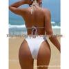 2024 European and American Style Sexy Solid Color Split Bikini Swimsuit with Needle Buckle.