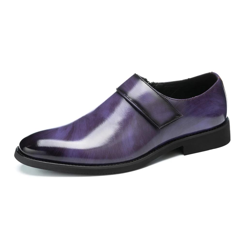 New Purple Formal Shoes for Man Pointed-Toe Men's Dress Shoes Comfortable Slip-On Social Shoes Male Zapatos De Vestir Hombre