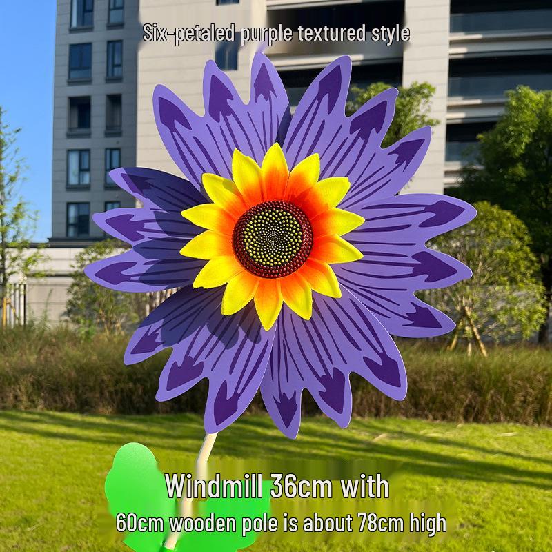 Colorful Sunflower Double-Layer Children's Handheld Pinwheel for Outdoor Decoration