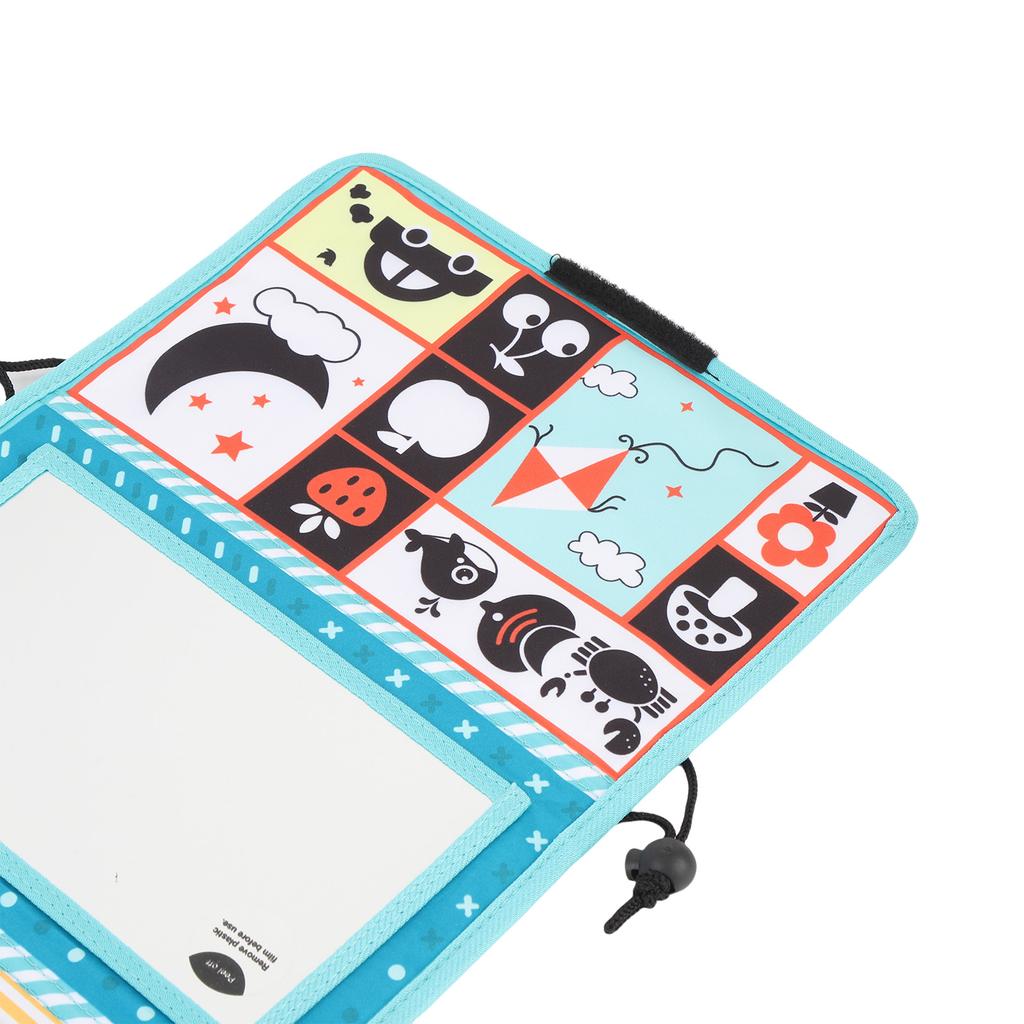 Baby Mirror Tummy Time Toy High Contrast Foldable Infant Floor Mirror with Crinkle Cloth Book