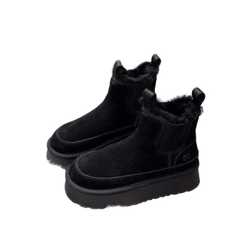 Herbst- und Winter Schneestiefel mit dicker Sohle Damenschuhe Kurzstiefel Samt Brotschuhe warme Baumwollschuhe
