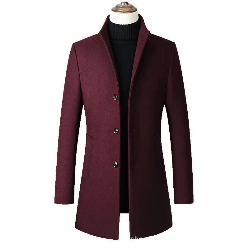 Men's Woolen Mid-Length Trench Coat with Cotton Padding – 2025 Autumn/Winter Style