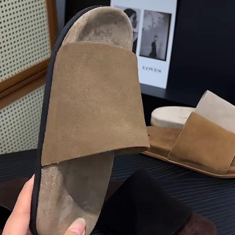 Fashion Flats Women Slippers Designer Classical Shoes Suede Summer Slingback Sandals 2025 New Flip Flops Fad Beach Zapatillas De Mujer