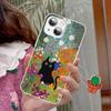 Cartoon Animal Black Cat Oil Painting Phone Case Tempered Glass For Iphone 14 13 12 11 Pro Mini XS MAX 14Plus X XS XR Fundas