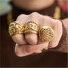 Vintage Hollow Stainless Steel Rings for Women Gold Plated Interwoven Textured Chunky Ring Statement Bold Keeper Rings