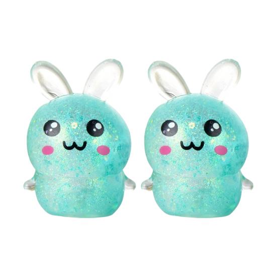Bunny Stress Toy 2Pcs Glitter Rabbit Relief Toy Stretchy Clear Squeeze Pinch Animal Shape Fidget Party Favors for Kids Adults