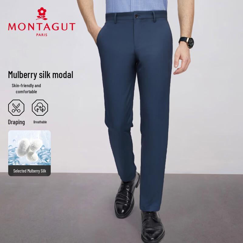 MONTAGUT Men's Summer Cool-Touch Tencel Blend Casual Trousers