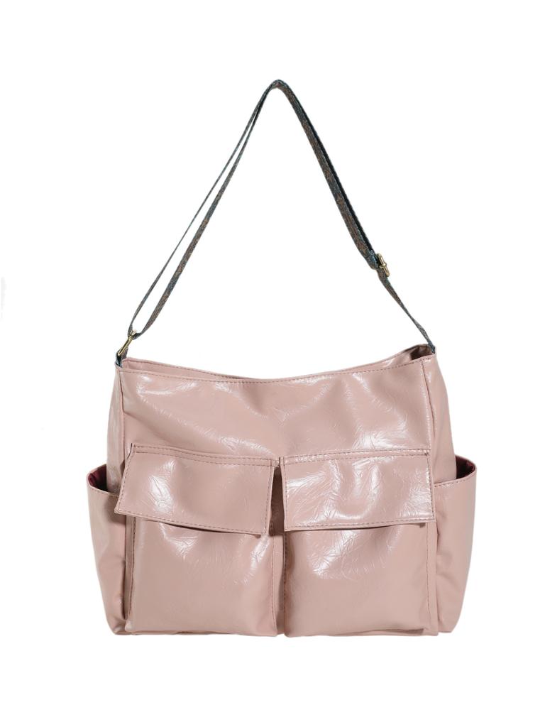 Women's shoulder bag with zipper pu  hot sale high quality  solid color  stitching line  casual bag