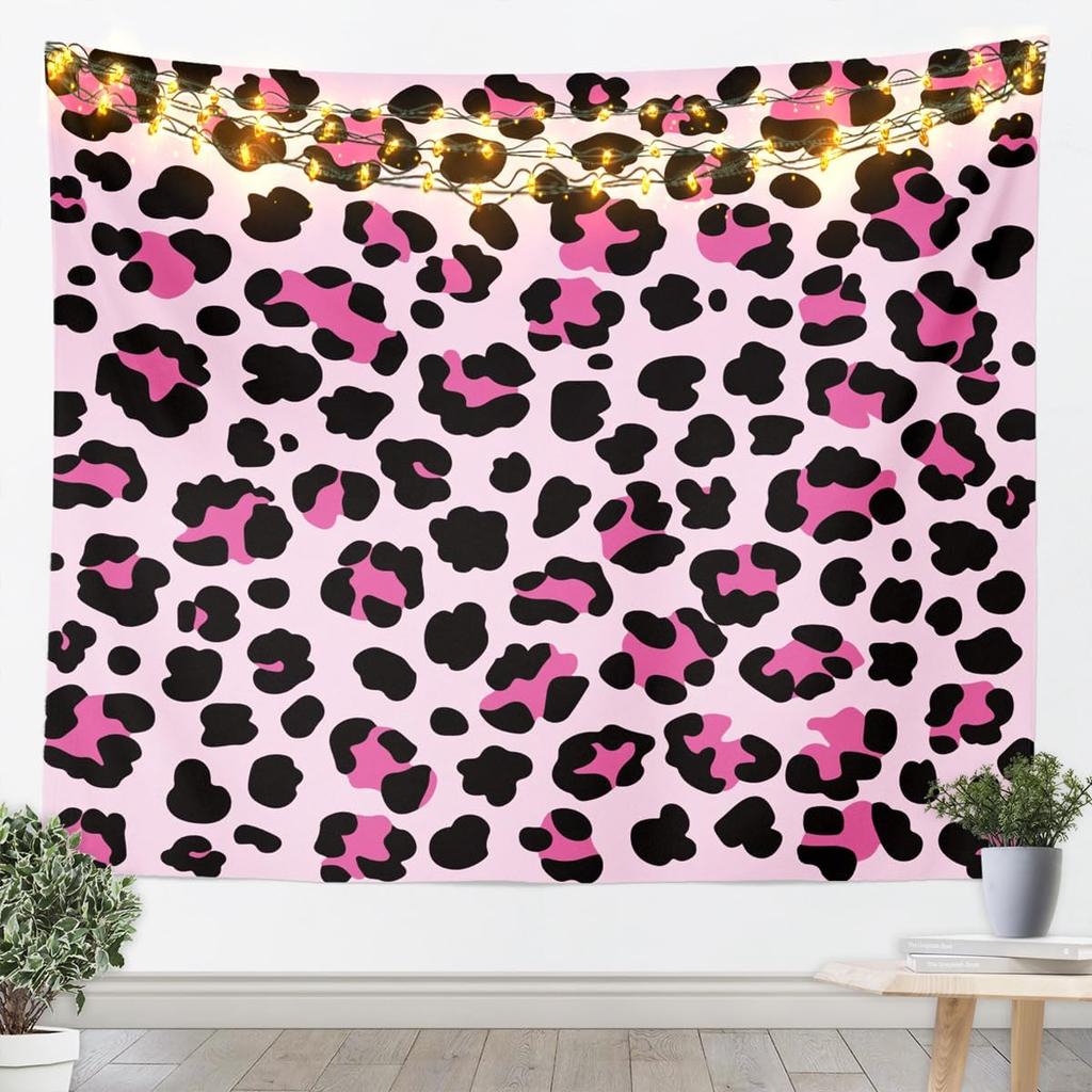 Rosy Leopard Tapestry Black White Zebra Wall Art Animal Print Wall Hanging Blanket For Living Room Bedroom Cheetah Home Decor