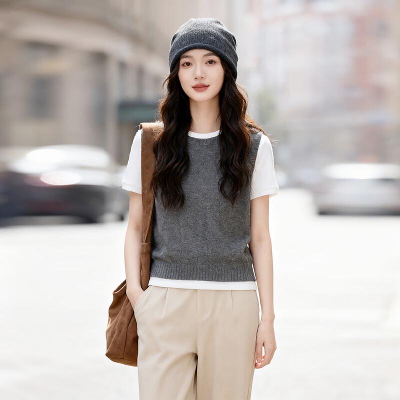 Elva' Island Women's 100% Wool Round Neck Knit Vest