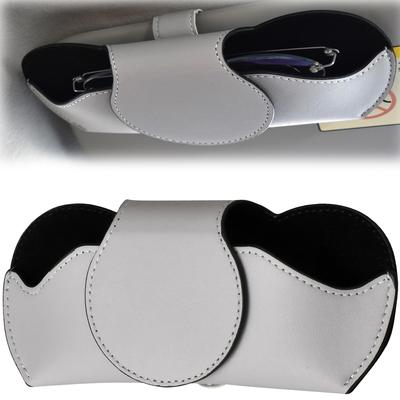 Brillenetui für Auto, Stilvolles Kunstleder-Brillenetui mit Sonnenblenden-Magnetverschluss, Einfache und sichere Autohalterung, Clip, Verschluss, Einhandentnahme, Fahren,