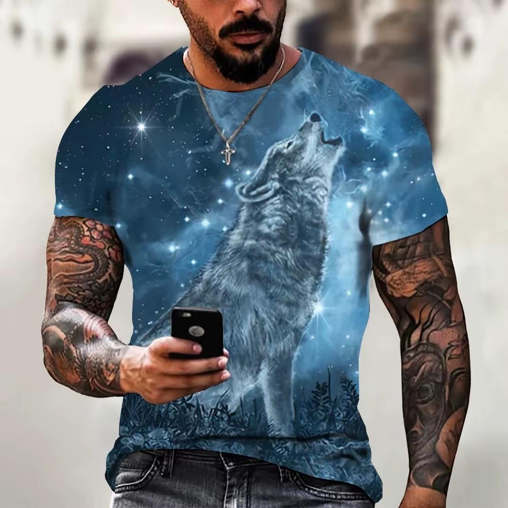 Men's Summer 3D Printed Wolf T-Shirt
