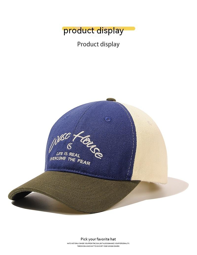 

Ретро цветная вышивка с большой окружностью головы, маленькая бейсбольная кепка Adjustable синий