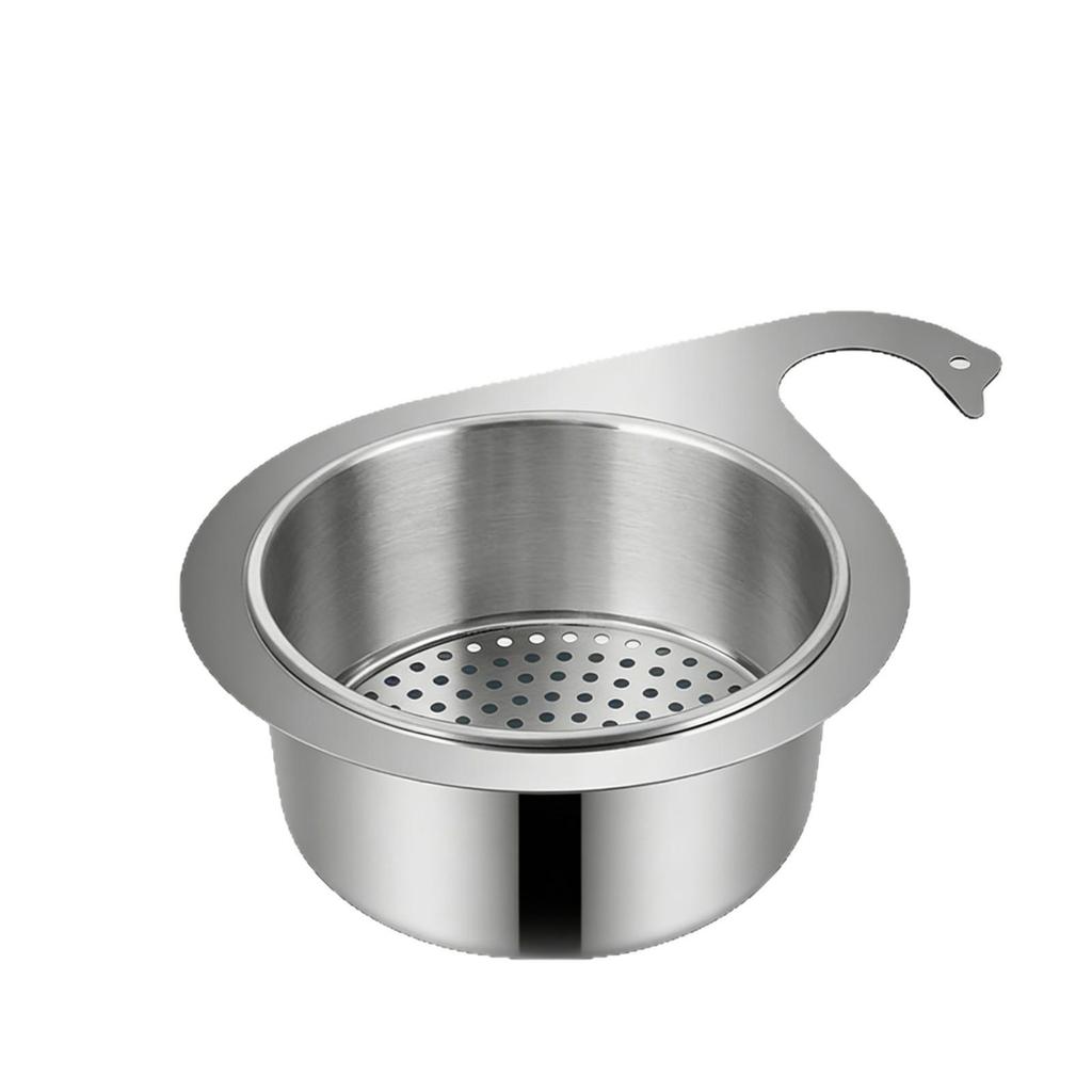 Stainless Steel Swan Dish Drying Rack with Kitchen Sink Faucet Drainer and Waste Filter Basket for Wet/Dry Separation