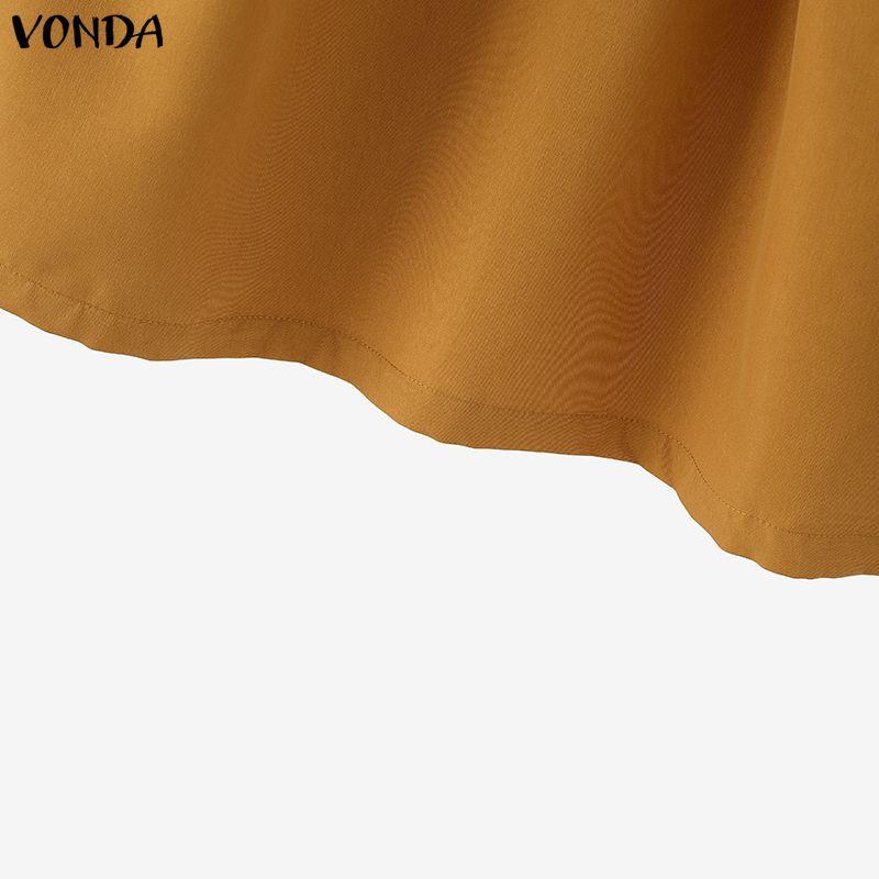 VONDA Damen Plissee V-Ausschnitt 3/4 Ärmel Einfarbig Lässige Bluse