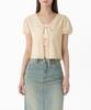 MUSINSA STANDARD DAMEN Damen Baumwoll-Puffärmel-Bindebluse [Butter]