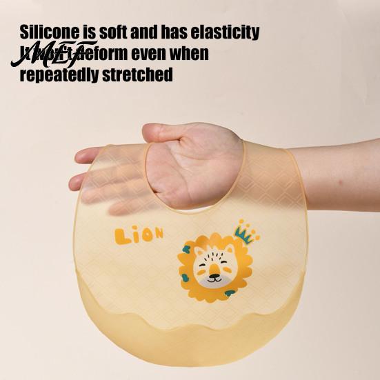 Food Grade Silicone Bibs Baby Bib with Catcher Pocket, Waterproof Lightweight Feeding Babies Bib, Foldable Adjustable for Infant Toddler Cartoon Print