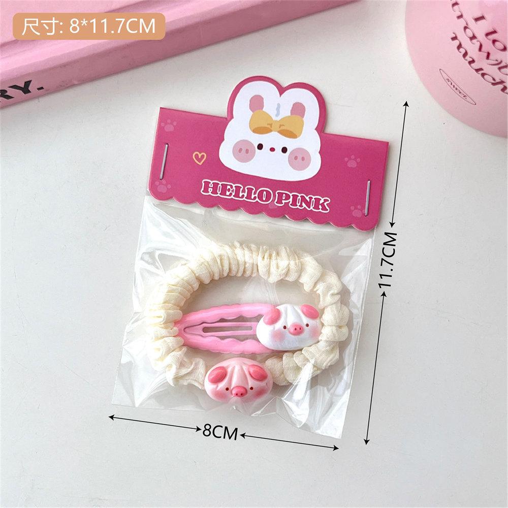 Cute Piggy Hair Clip Set Tie A Ponytail Headband Hair Tie Cartoon Headwear Sweet Girl Side Clip Styling Hair Accessories