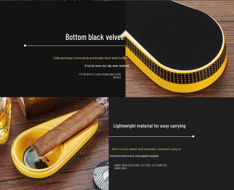 Portable Ceramic Cigar Ashtray with Single Slot