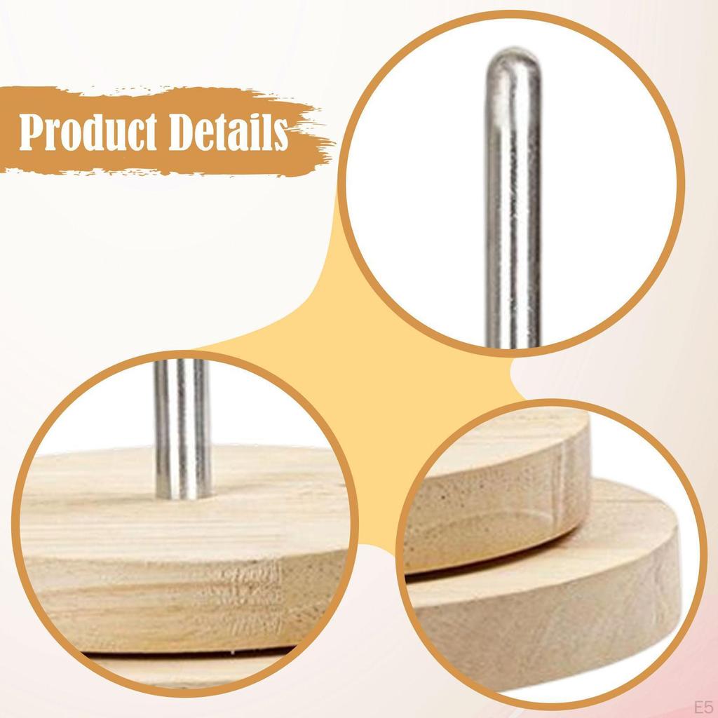 Wooden Yarn Ball Holder Rotating Dispenser Handcrafted Organizer Tool Storage Thread