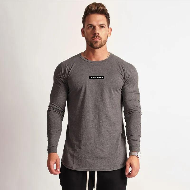 Tun Die Arbeit Neue Marke Mens Casual Fitness Gym Sport Herbst Atmungs Mode Gedruckt Baumwolle Dünne Langarm T-shirt